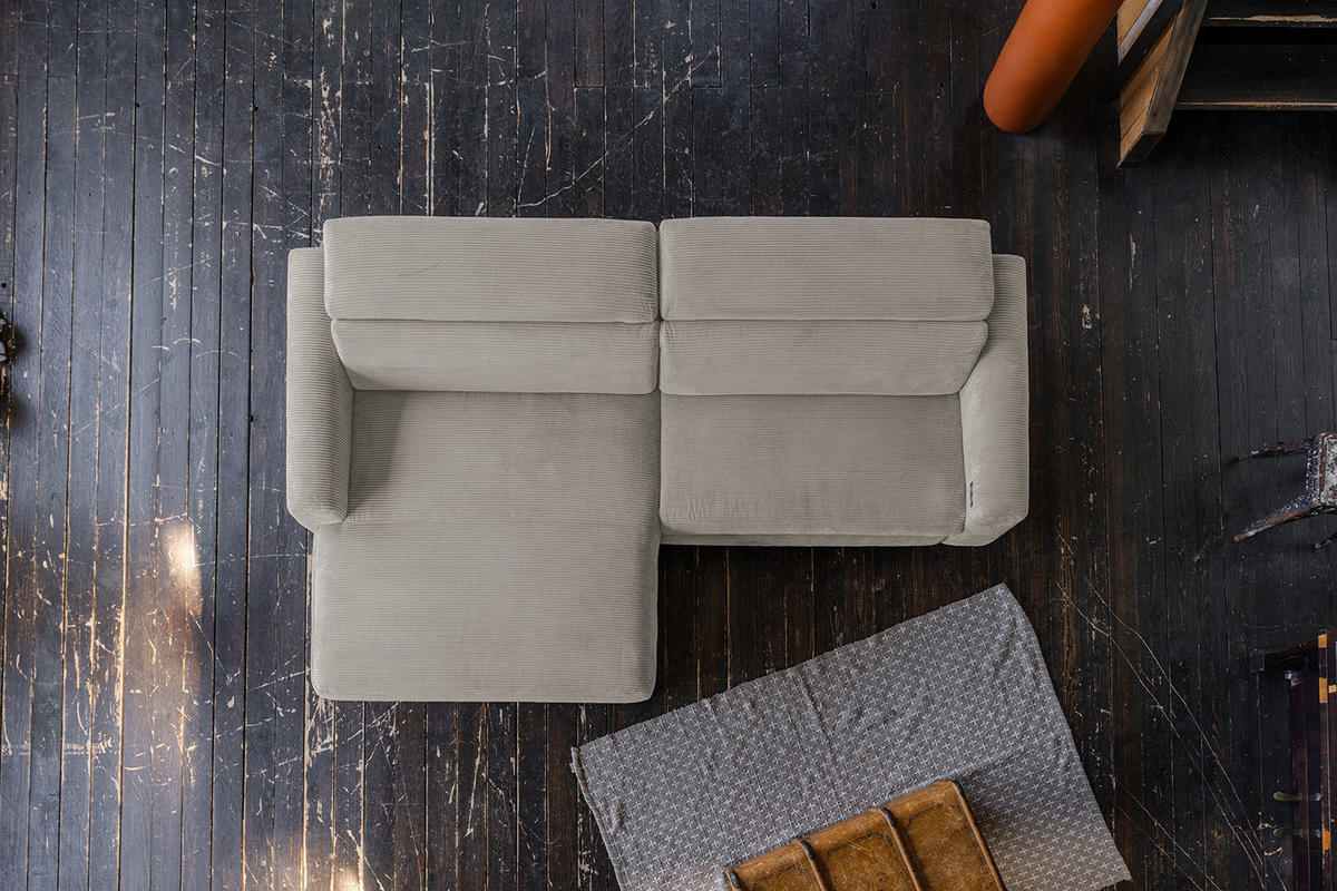 ECKSOFA LAISKA Steingrau Cord - Schwarz/Grau, Textil/Metall (282/177cm) - KAWOLA