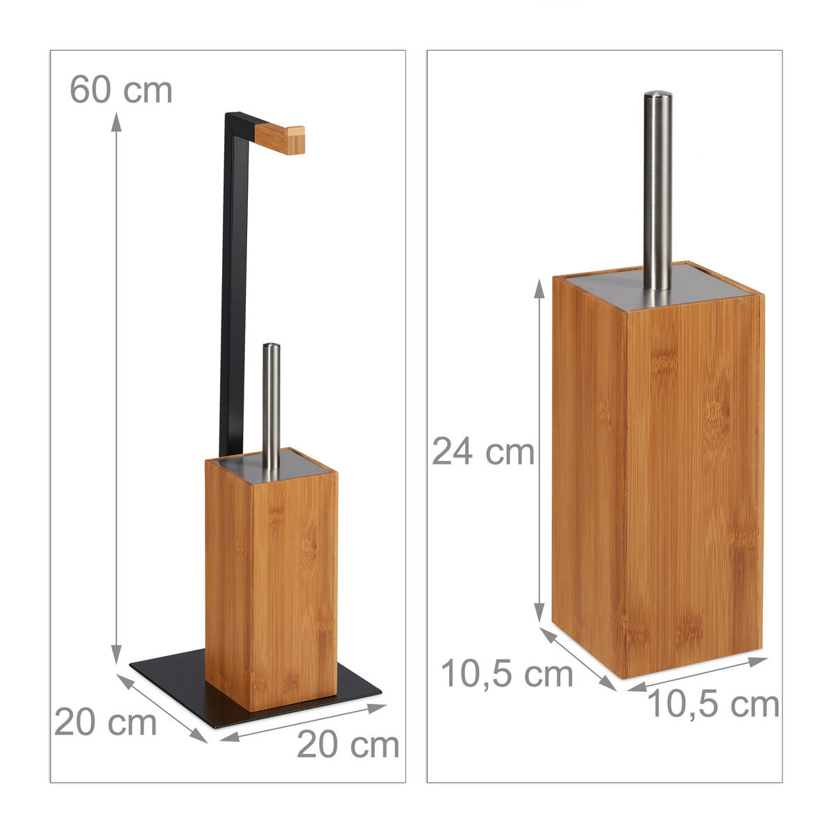 WC Garnitur - Multicolor, Holz/Metall (20/60/20cm) - Relaxdays