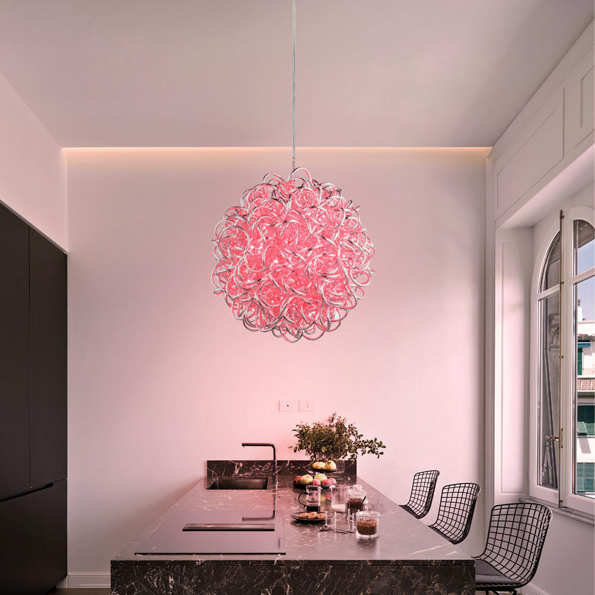 LED HÄNGELEUCHTE Kugelgeflecht Silber - Silberfarben, Metall (28/28/150cm) - Globo Lighting