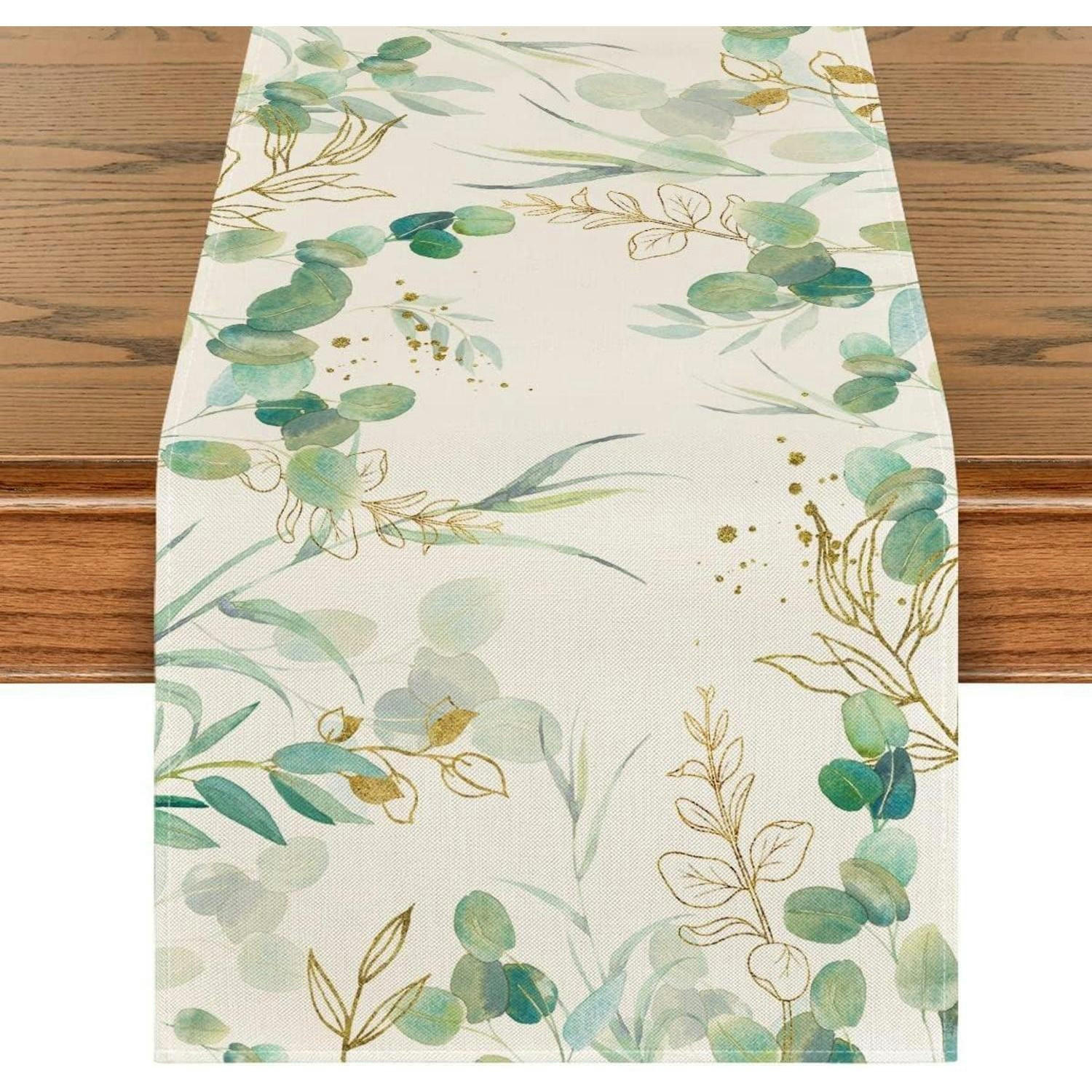 TISCHLÄUFER Grüner Eukalyptus 40 x 100 cm - Hellgrün, Textil (100/40/1.5cm)