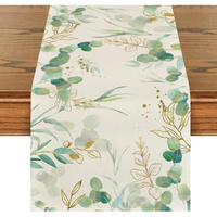 TISCHLÄUFER Grüner Eukalyptus 40 x 180 cm - Hellgrün, Textil (180/40/1.5cm)