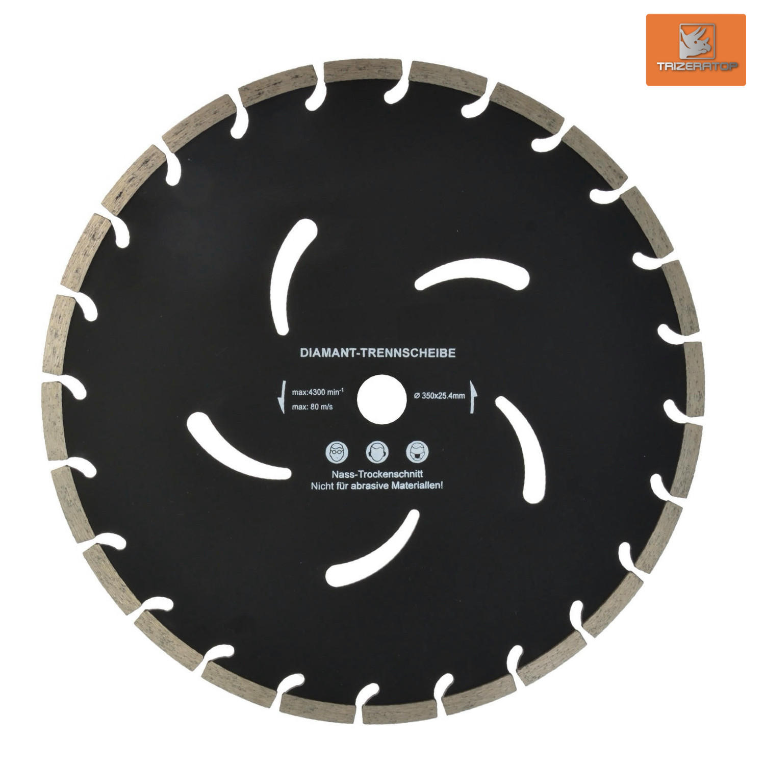 DIAMANTTRENNSCHEIBE 350x25,4x10 mm, Baumaterialien, Beton, Stein, Ziegel Klinker - Multicolor, Metall (39/37/1cm) - TRIZERATOP