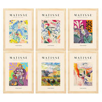 POSTER Set Mit 6 Illustrationen Von Henri Matisse Landschaft A3 Rahmen Aus Hellem Holz - Beige, Papier (29/3cm) - Nacnic