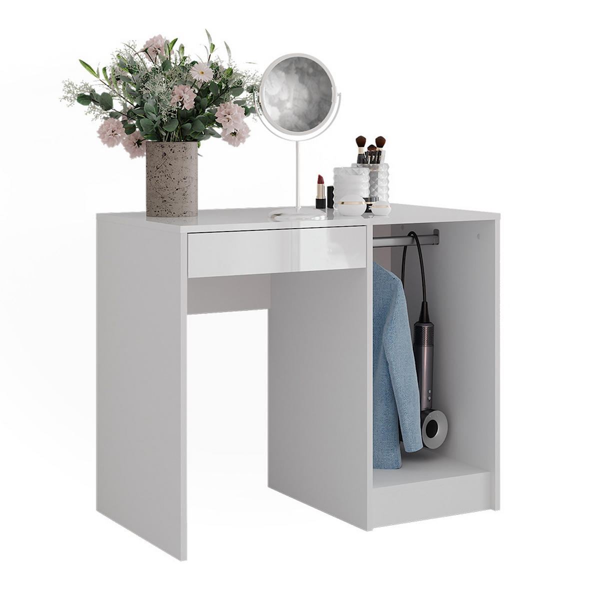 TOALETNÍ STOLEK Sherry Bílá/bílý vysoký lesk - vysoce lesklá bílá, kompozitní dřevo (89.8/76/50.1cm) - Vicco