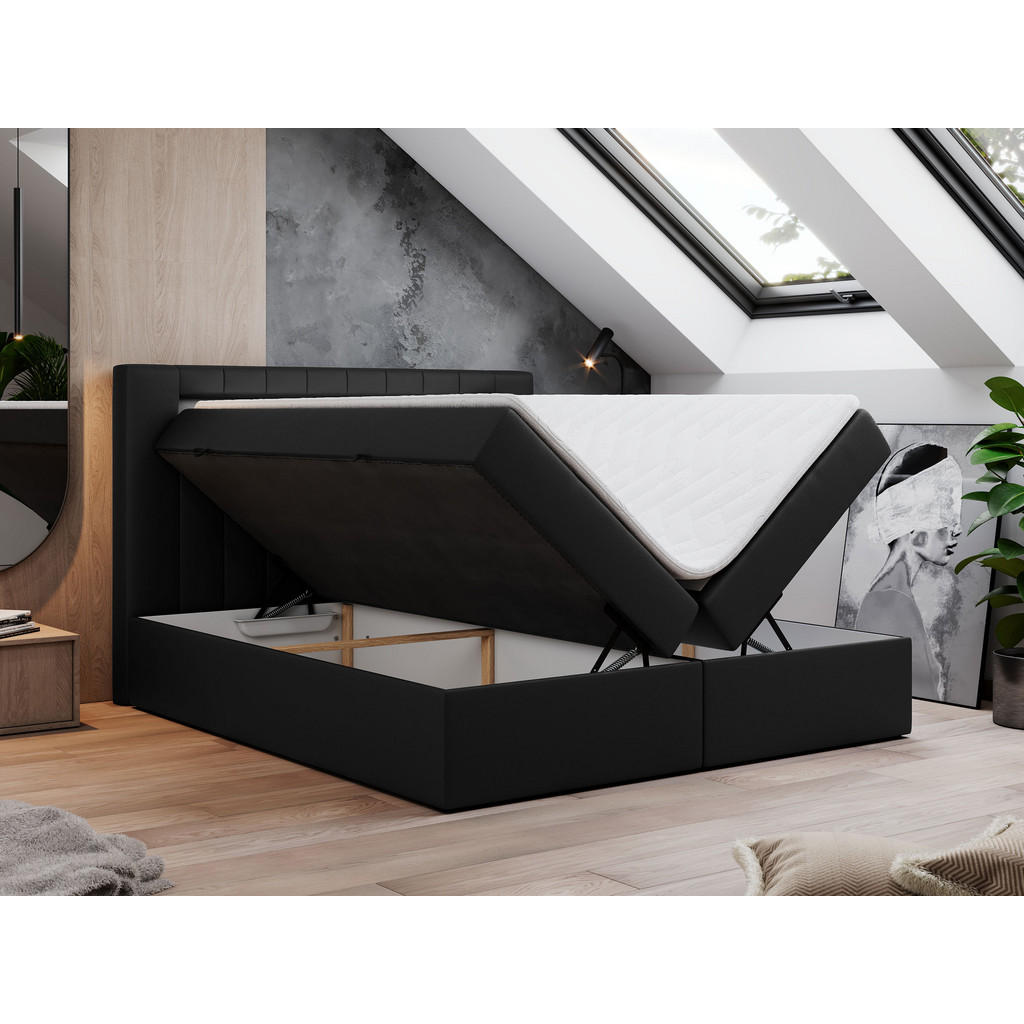 Thumbnail - MKS Boxbett, Schwarz, Textil, 2-Sitzer, H3, Rechteckig, 200x200 cm, Schlafzimmer, Betten, Boxspringbetten