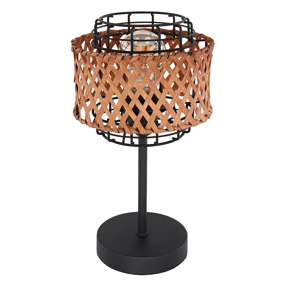 LED TISCHLEUCHTE Bambusgeflecht Braun - Braun, Holz (17/17/32cm) - Globo Lighting