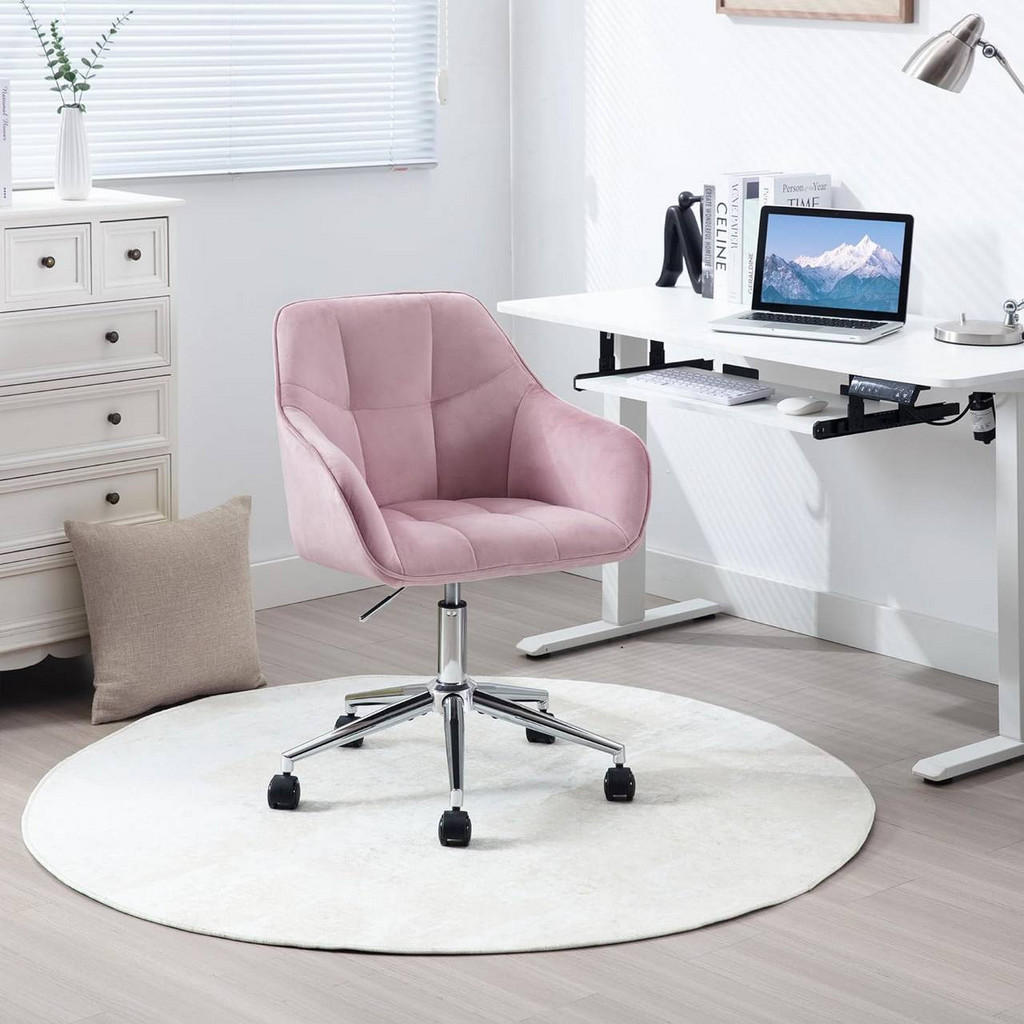 Thumbnail - Woltu Drehstuhl, Rosa, Silber, Textil, 1-Sitzer, Drehkreuz, 56x81x61 cm, Arbeitszimmer, Bürostühle, Drehstühle
