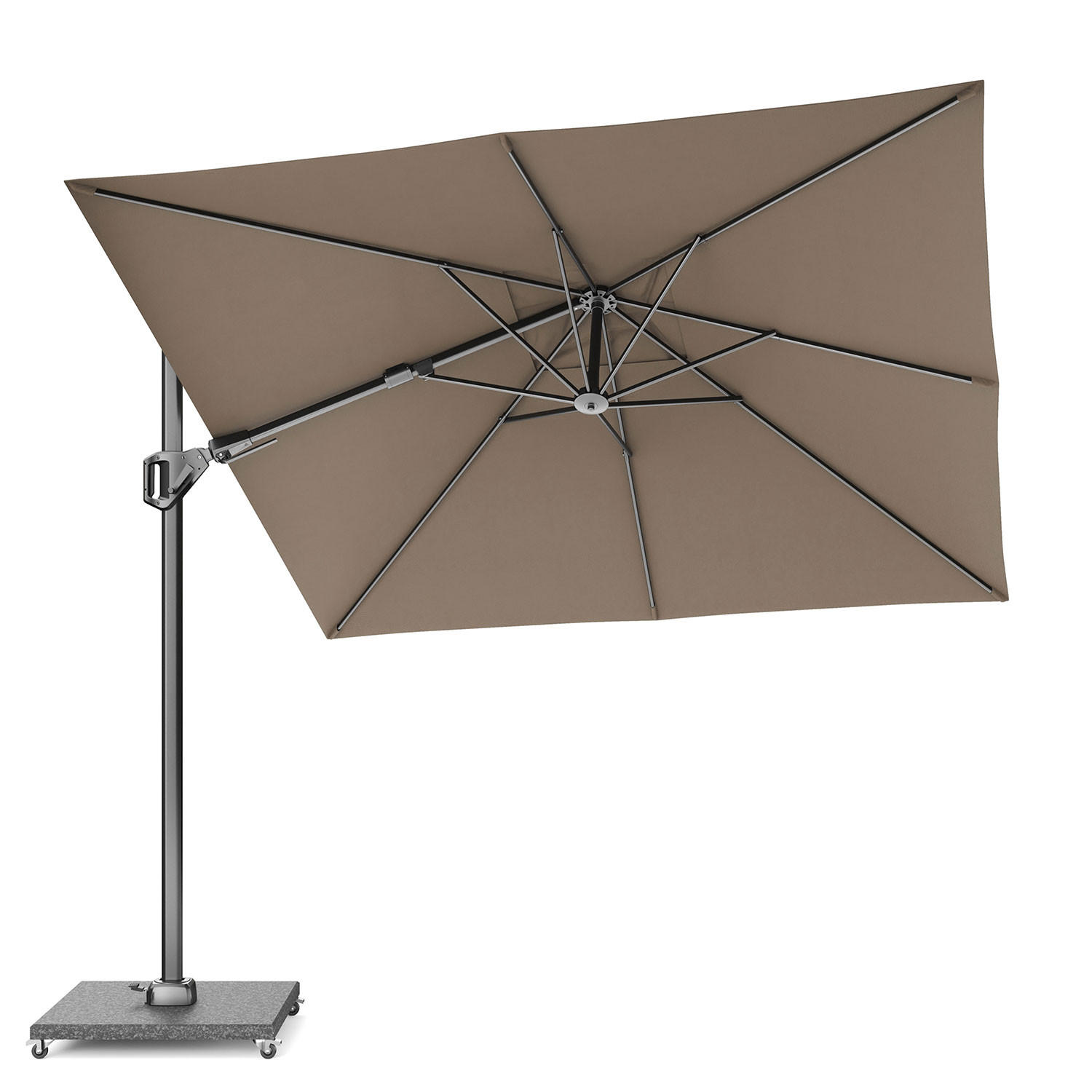 AMPELSCHIRM quadratisch 2.7 x 2.7 m Voyager T² Premium 360° kippbar braun/anthrazit - Braun, Metall (270/270cm) - Platinum