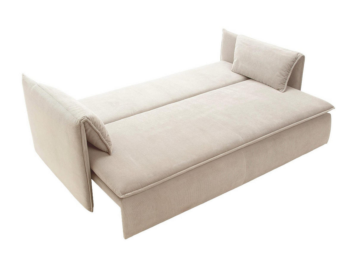 SOFA 3-Sitzer mit Schlaffunktion - Feincord - Beige - TEODORA - Beige, Textil (218/89/105cm) - Vente-Unique