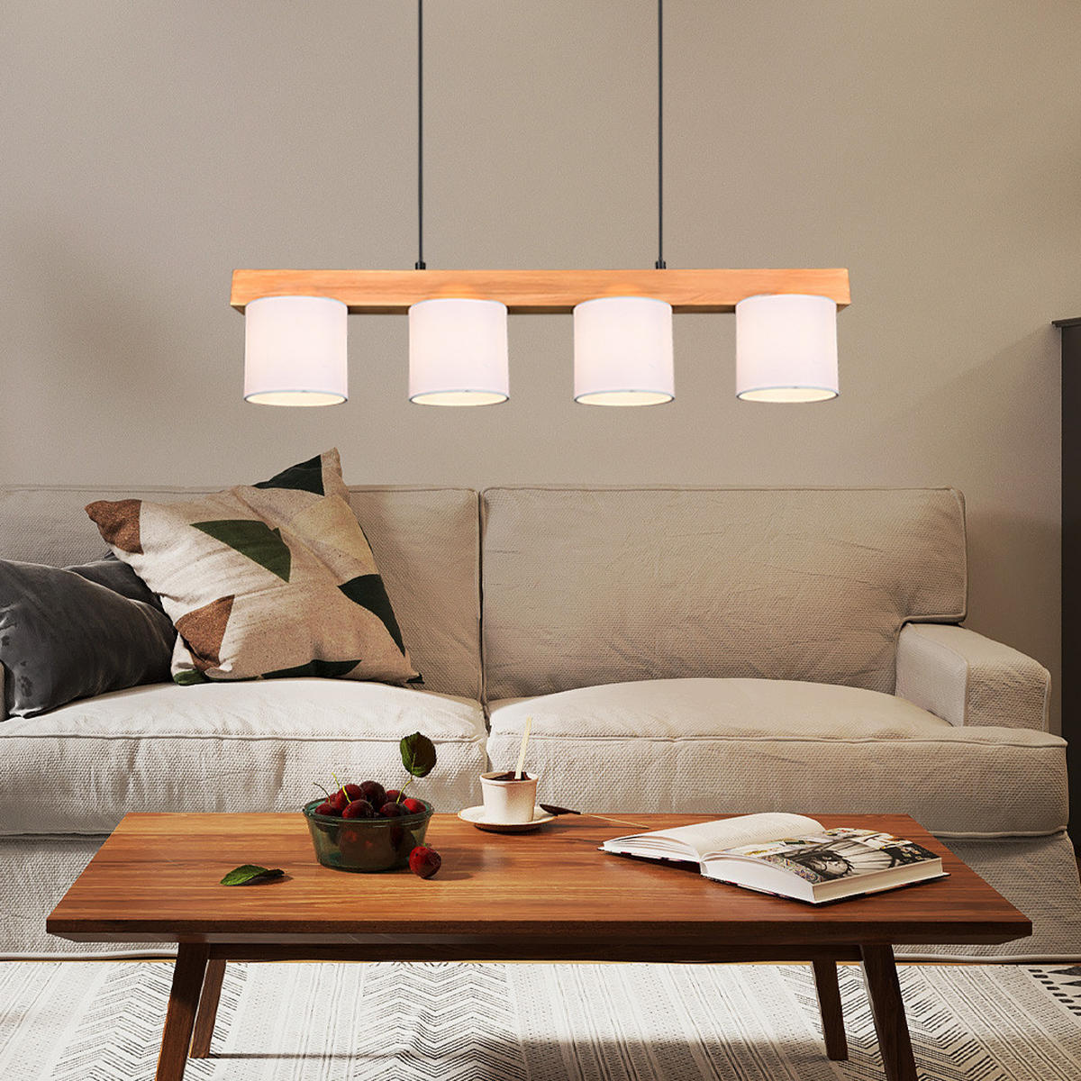 HÄNGELEUCHTE Cameron Holz Weiß - Weiß, Holz (75/12/150cm)