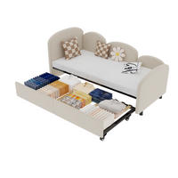 KINDERBETT 90/200 cm aus Metall und Samt mit Blumenform und Schublade Beige - Beige, Textil (90/200cm) - Modenvie