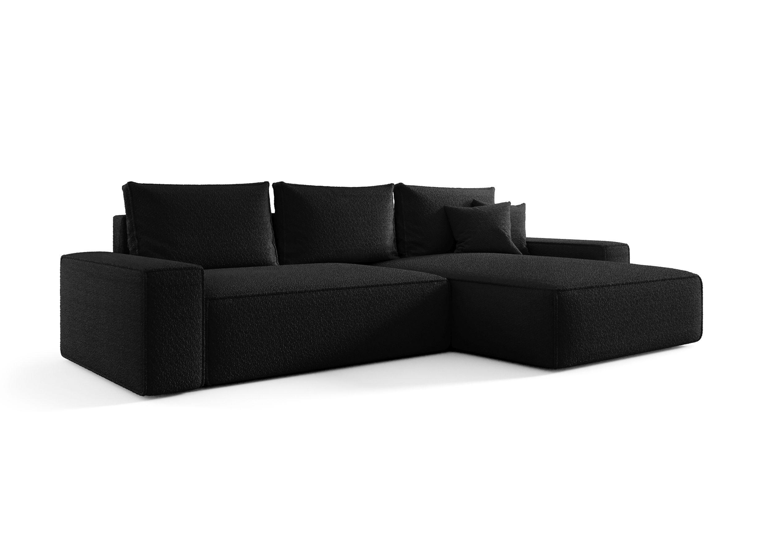 ECKSOFA MONA mit Schlaffunktion QUELLE 100 Rechts - Schwarz, Textil (280/185cm) - Bedante