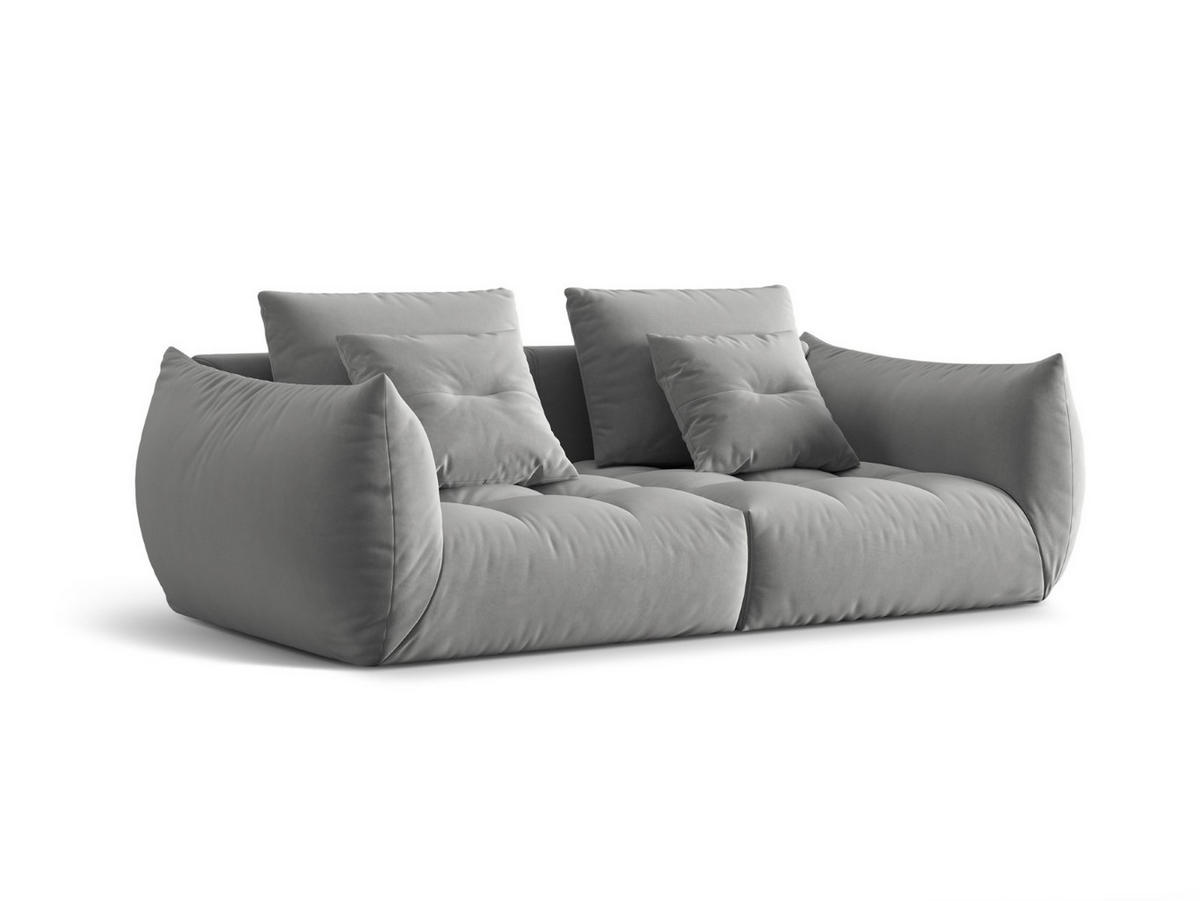SOFA modular Bloom aus Samt grau 3 Sitzplätze - Grau, Textil (106/95/232cm) - Micadoni