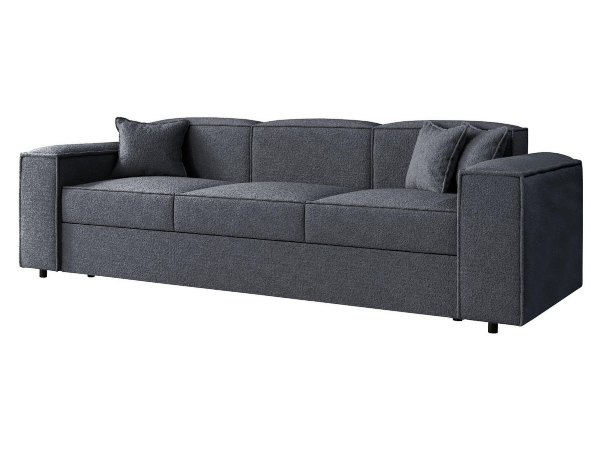 SCHLAFSOFA Santos Boucle - Dunkelgrau/Schwarz, Holzwerkstoff/Kunststoff (252/79/88cm) - MIRJAN24