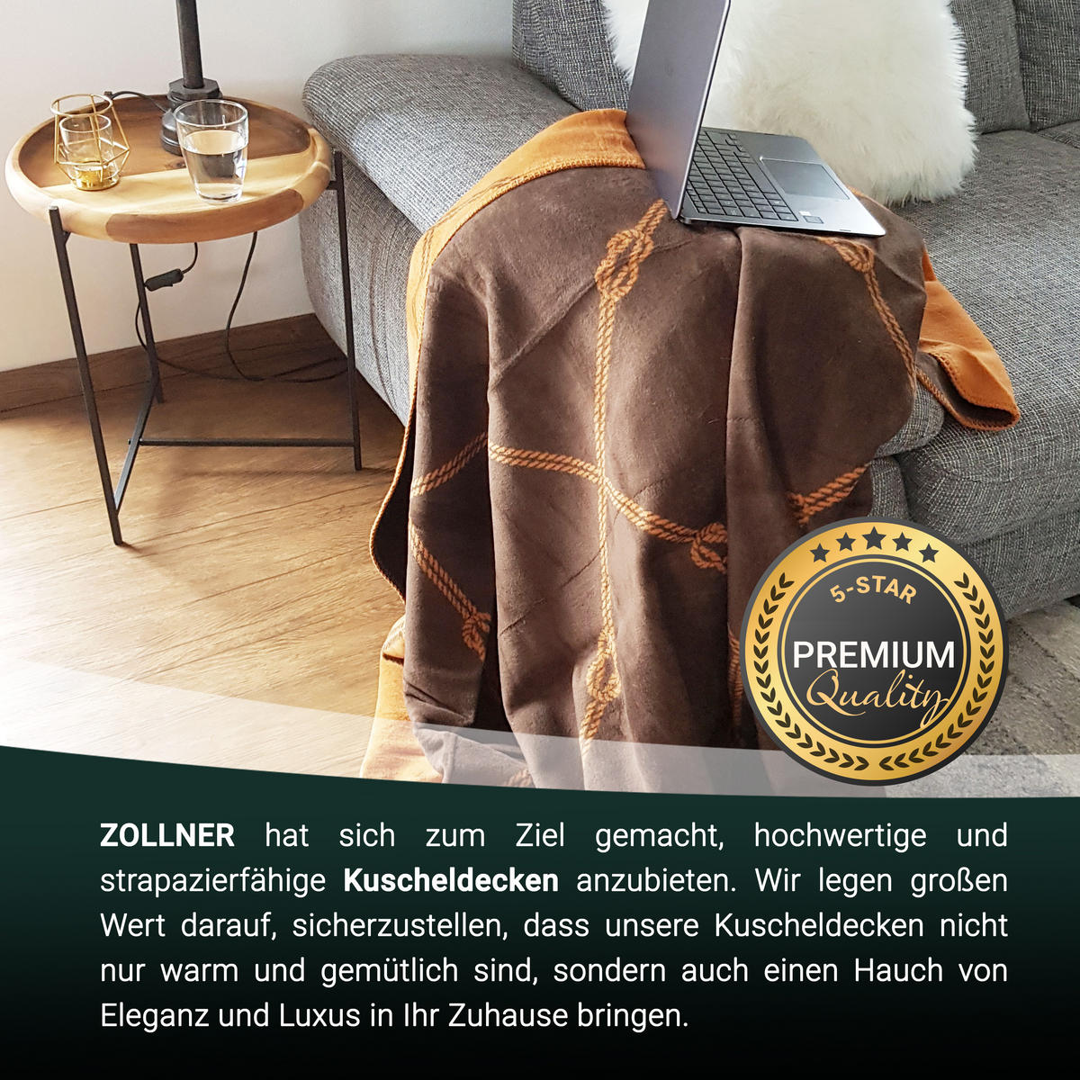 KUSCHELDECKE, 150x200 cm, 60% Baumwolle, 40% Polyacryl, Braun - Braun, Naturmaterialien (150/200cm) - Zollner