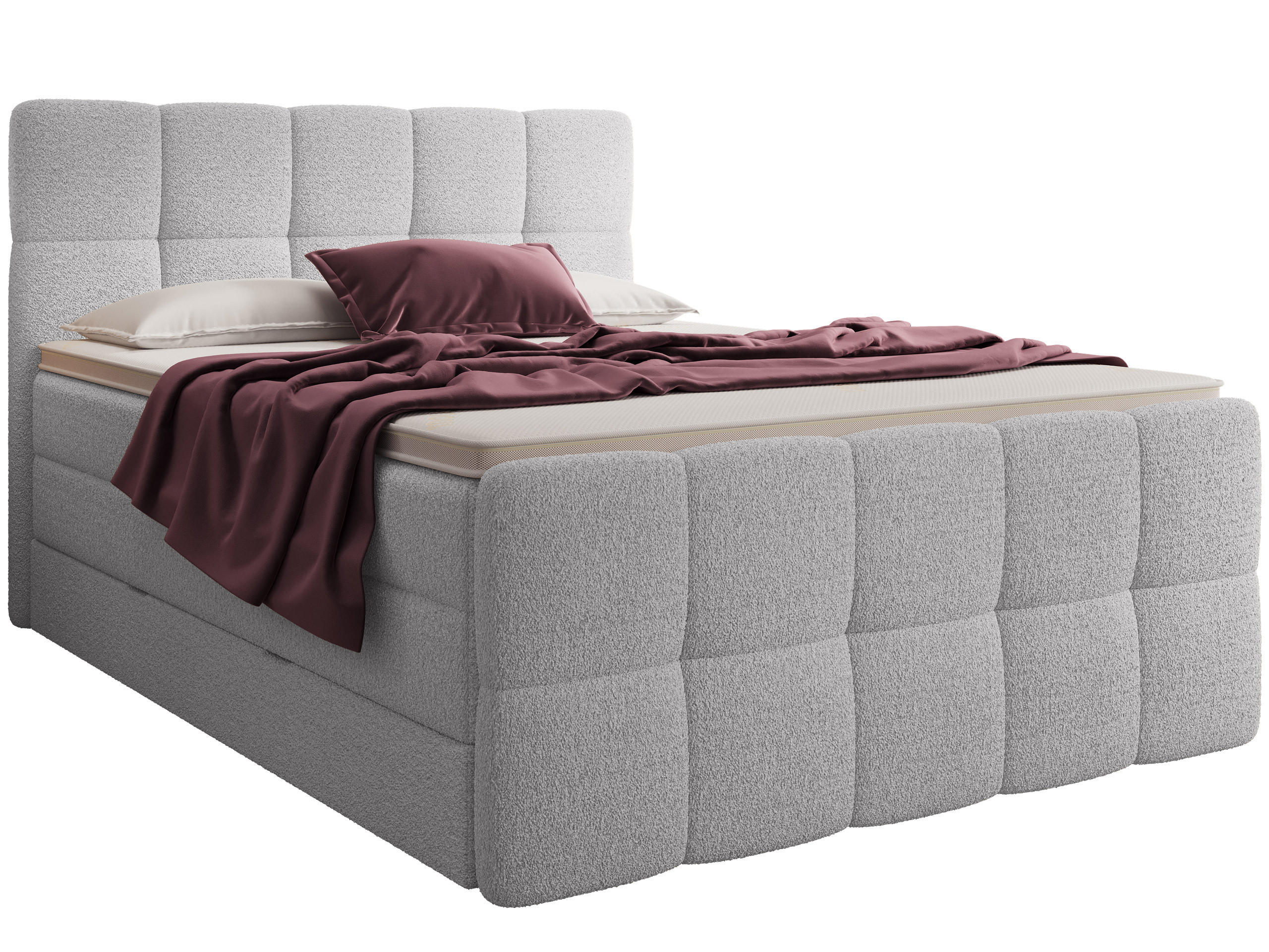 BOXSPRINGBETT Madison 2 hellgrau 160/200 H3/H4 Boucle - Hellgrau, Textil (160/200cm) - wonello