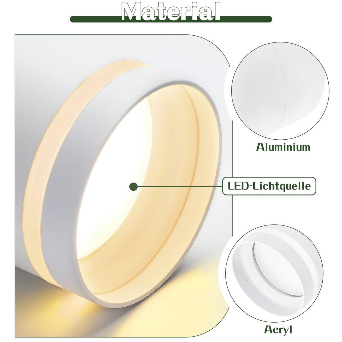 AUFBAUSTRAHLER Achim II 8.5/8.5/9.5cm - Weiß, Metall (8.5/8.5/9.5cm) - Nettlife