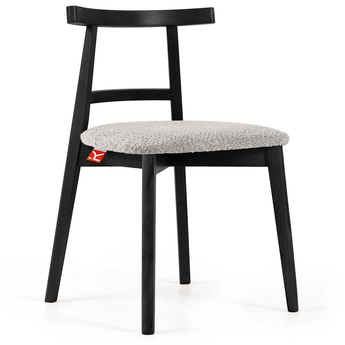 HOLZSTUHL LILIO Esstischstühle, 2-er Set, Bouclé - Schwarz/Grau, Holz/Textil (47/76.5/45cm) - KONSIMO®
