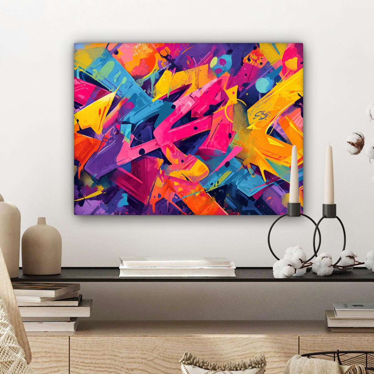 LEINWANDBILD Abstrakt - Formen - Farbenfroh Wandbild 40x30 cm - Magenta, Textil (40/30cm) - MuchoWow