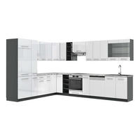 ECKKÜCHE Fame-Line Weiß Hochglanz/Anthrazit 347 x 257 cm, AP Marmor - Weiß Hochglanz/Anthrazit, Holzwerkstoff (347/81.6/60cm) - Vicco