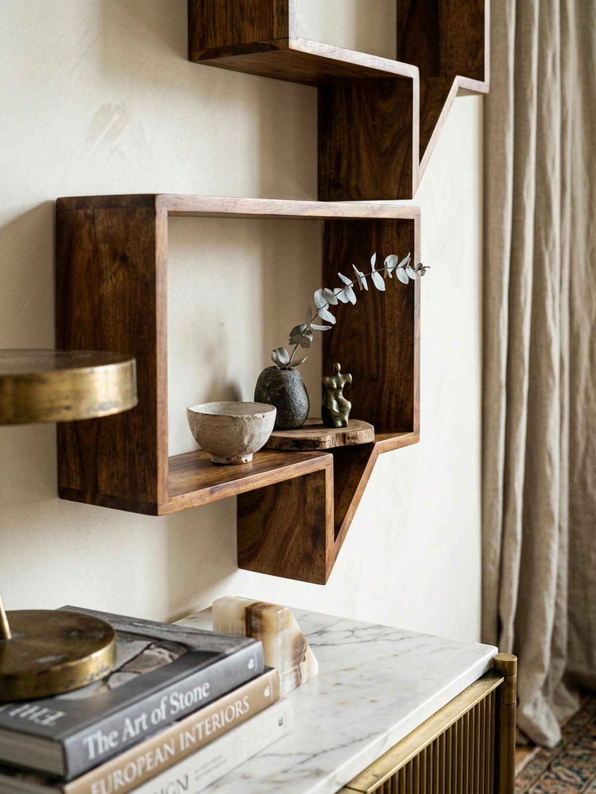 WANDREGAL Set NAKO Massivholz Zeitungsablage, Braun 50x13x49 cm - Braun, Holz (50/49/13cm) - KADIMA DESIGN