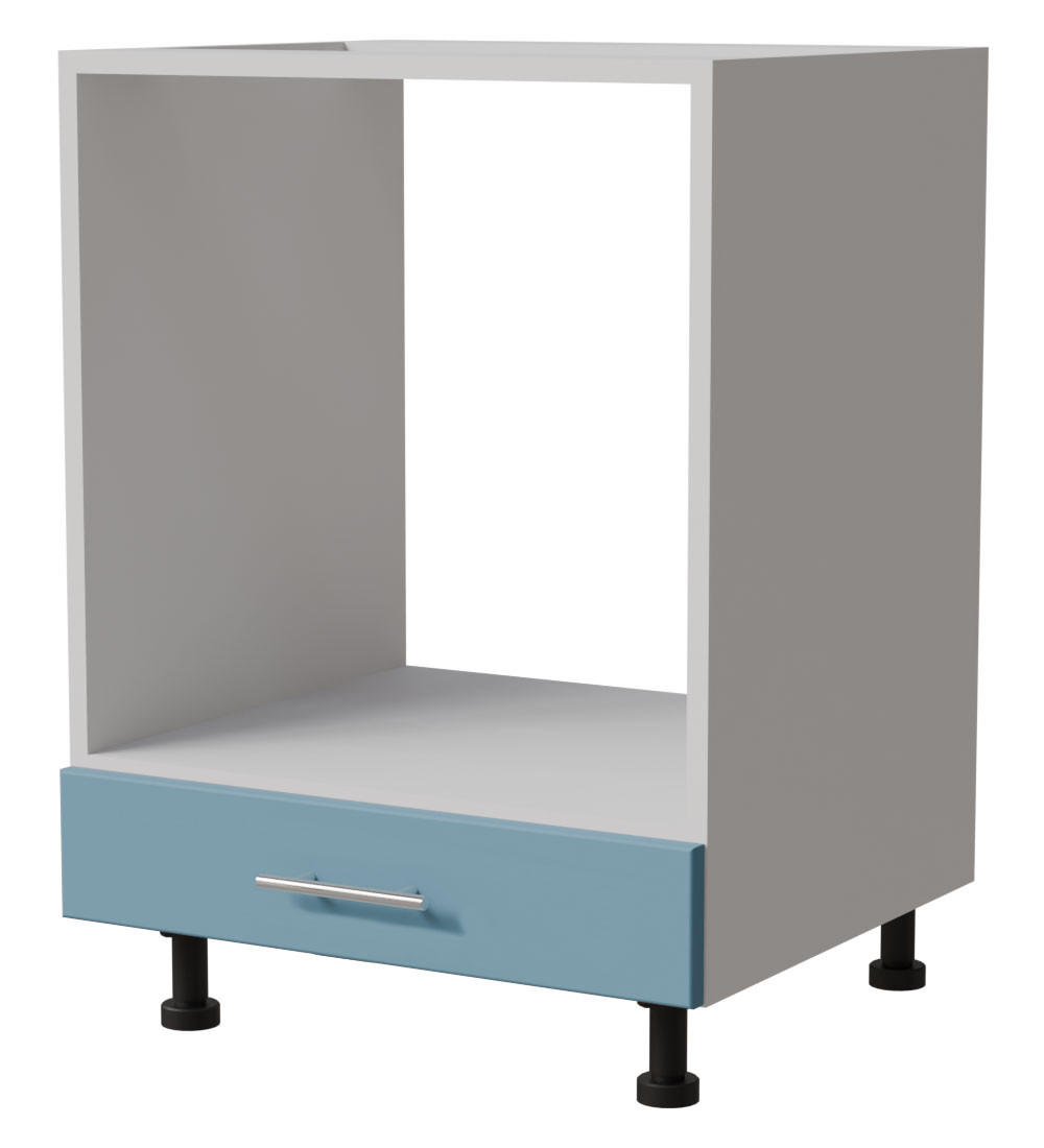 HERDUMBAUSCHRANK Bari D11K/60 Weiß / RAL 5024 pastellblau 60 / 50 / 82cm - Blau/Weiß, Holz/Holzwerkstoff (60/82/50cm) - Feldmann-Wohnen