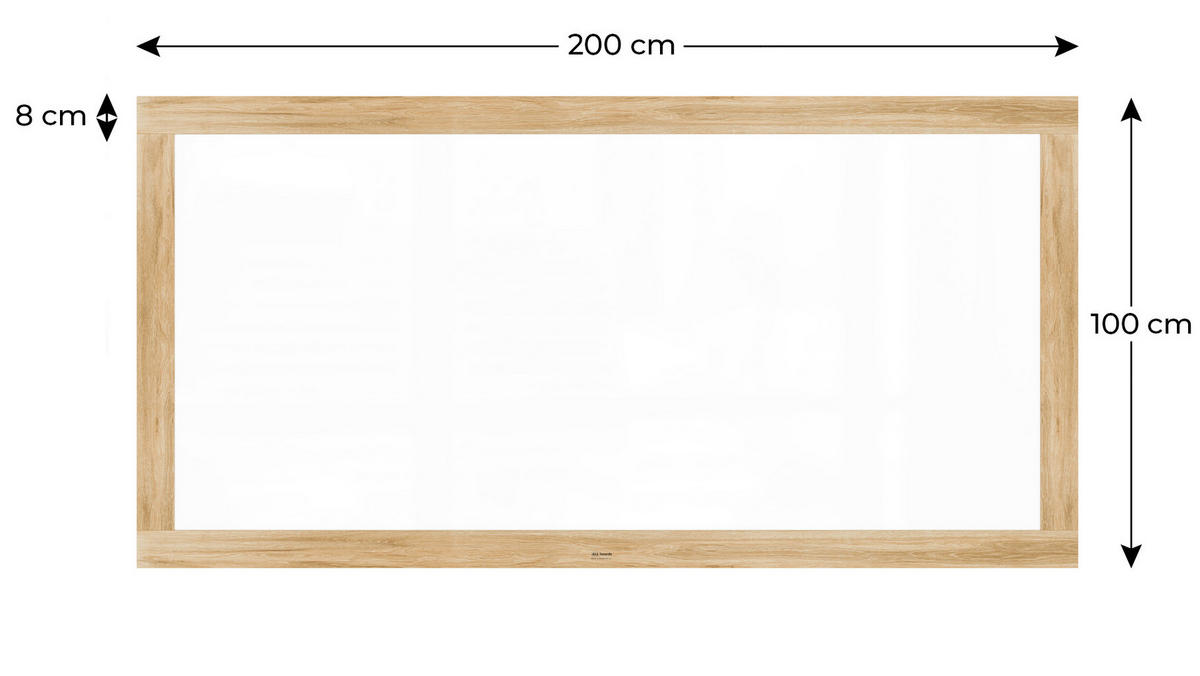MAGNETISCHES Whiteboard, trocken abwischbar PREMIUM 200x100cm, massiver Rahmen im Eichendesign - Weiß, Metall (200/100/2cm) - ALLboards