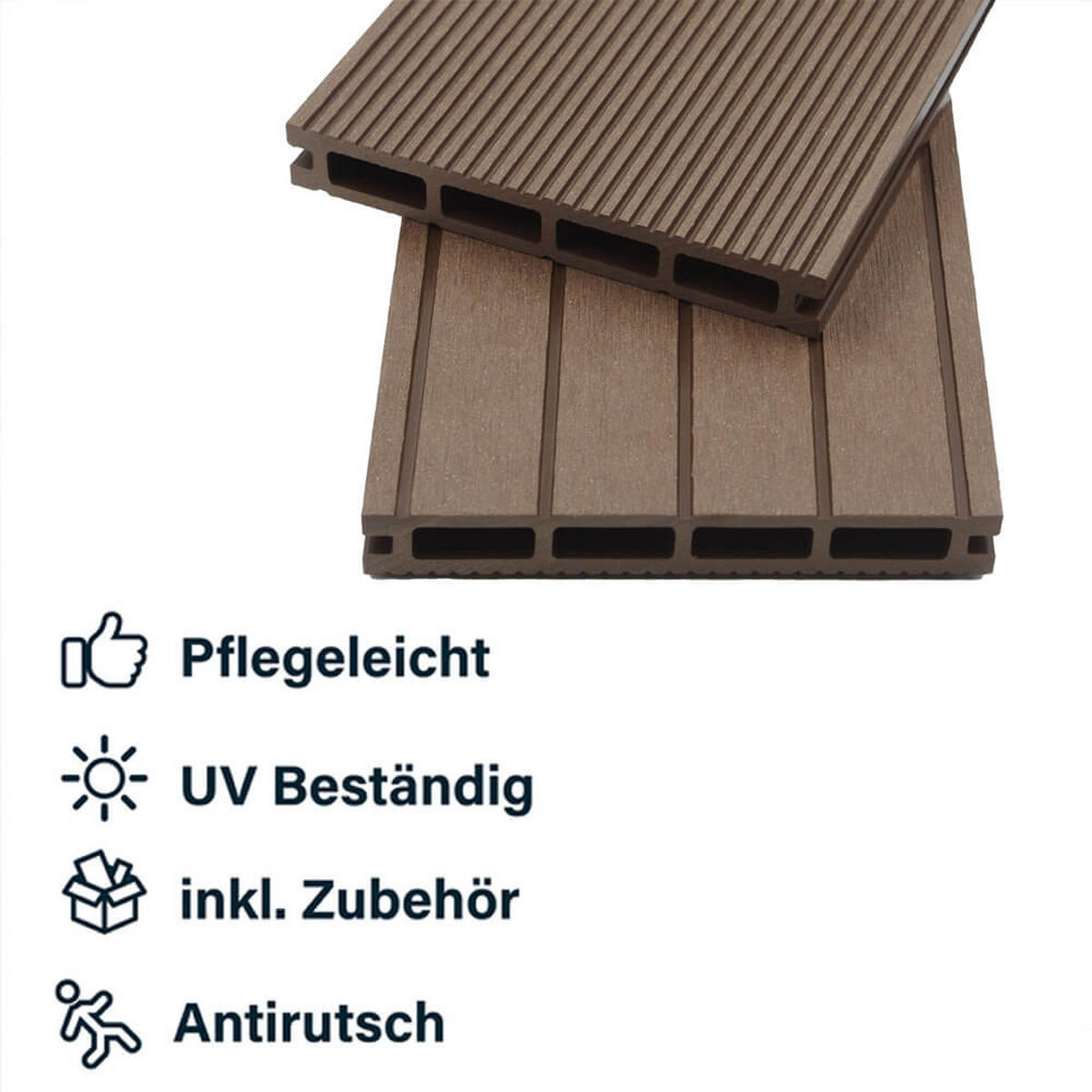 TERRASSENDIELEN SAMANA - Dunkelbraun, 2 m² - Dunkelbraun, Kunststoff (220/14.6/2.1cm) - Home Deluxe