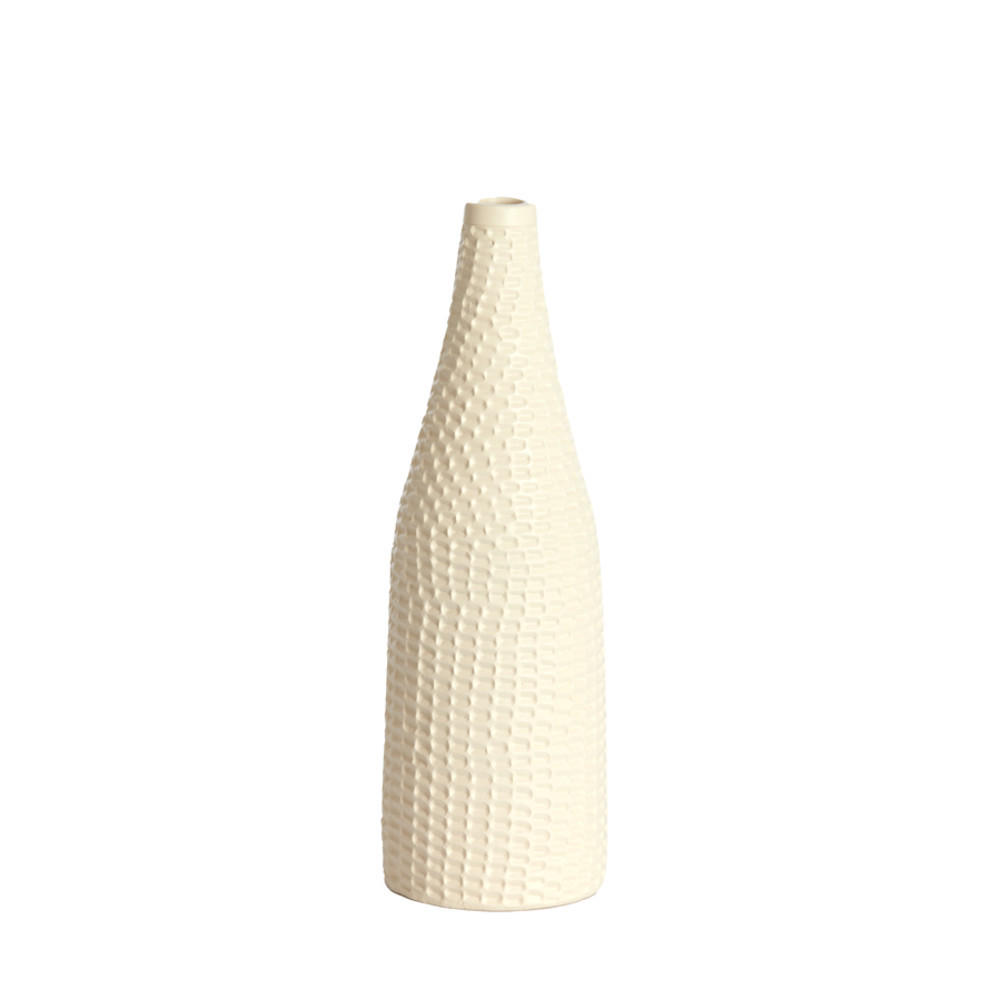 VASE Yasso - Weiß - 9.5/9.5/30 cm - Weiß, Kunststoff (30cm) - Light & Living