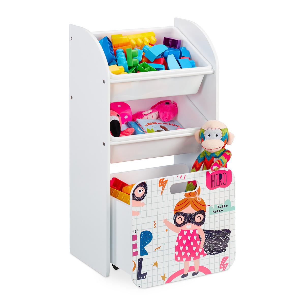 KINDERREGAL - Weiß, Holz/Holzwerkstoff (42.5/80.5/30cm) - Relaxdays