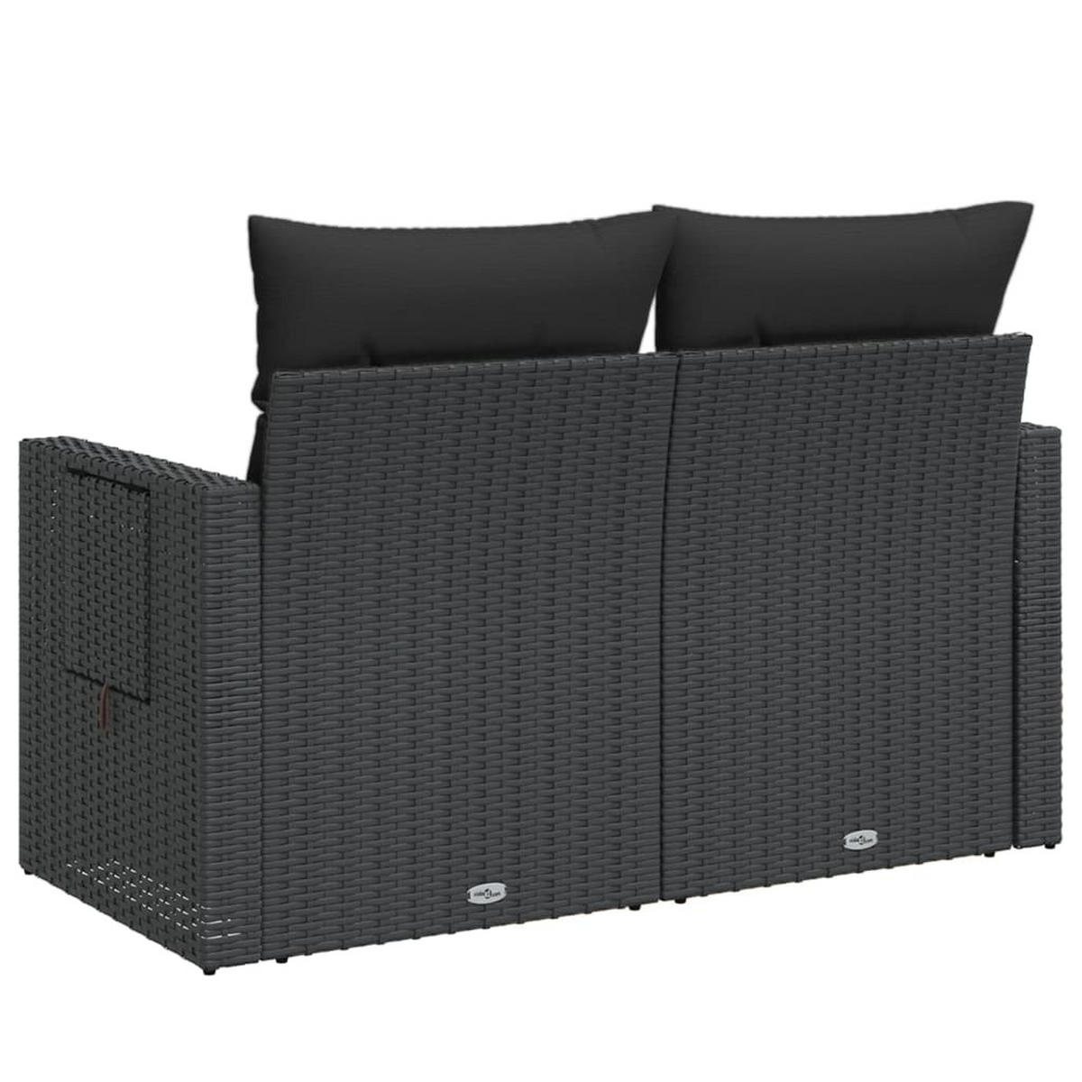 GARTENSOFA Mit Kissen 2-Sitzer Schwarz Poly Rattan - Schwarz, Kunststoff (124/69/62cm) - vidaXL