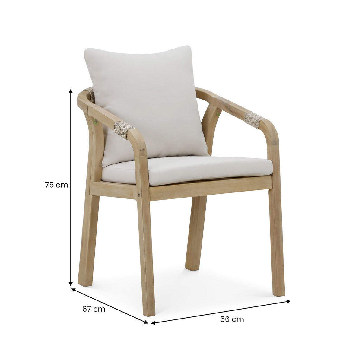 GARTENSTÜHLE SANYA 2er-Set beige, natur - Beige, Holz/Textil (56/75/67cm) - IDIMEX