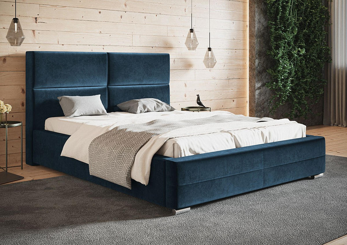 BETT Blau BEN 3 180x200 cm - Dunkelblau, Textil (180/200cm) - Sepro Meble