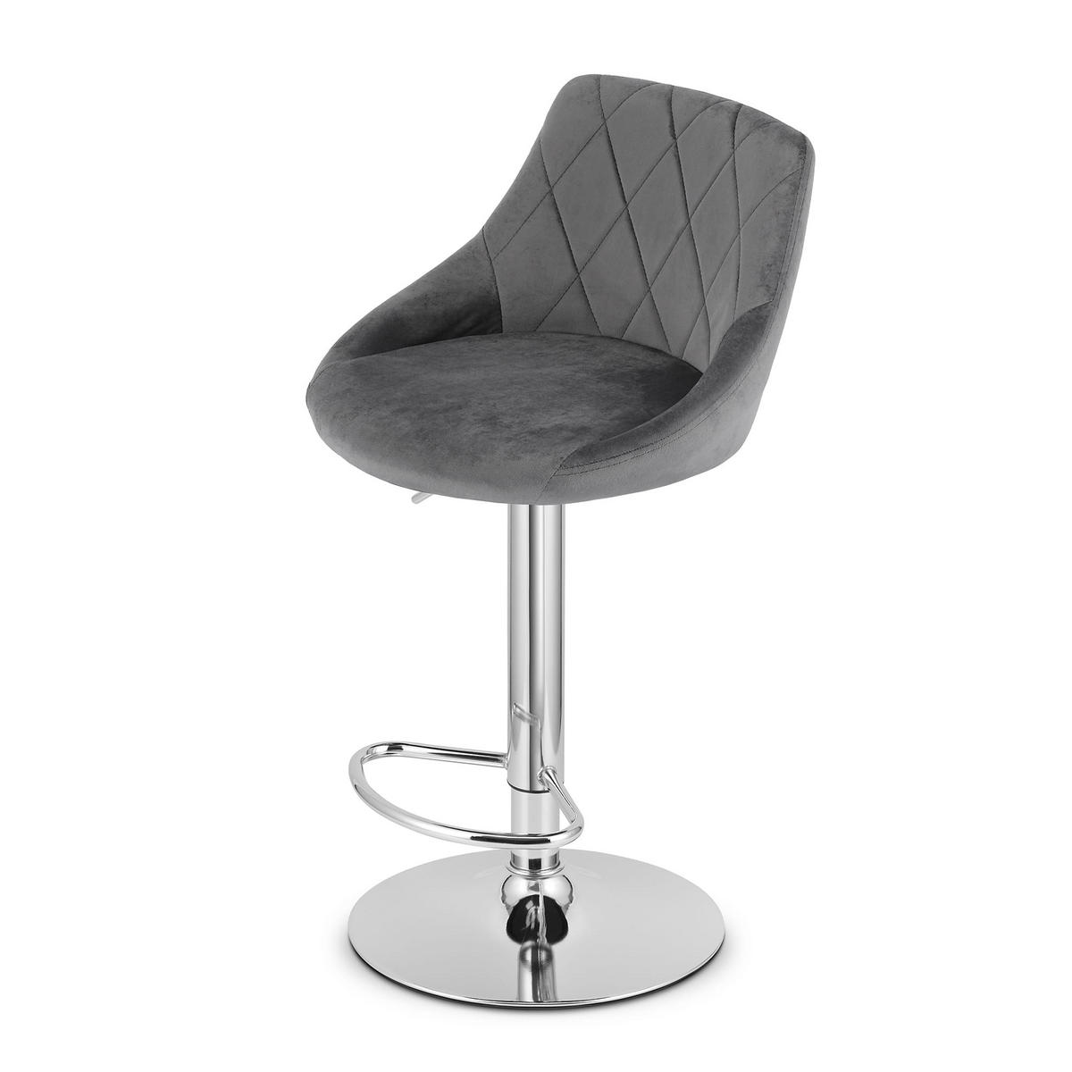 BARHOCKER 2-er Set DAKA grauer Sitz, Chrombasis - Grau, Textil (45.5/105/49cm) - Valora