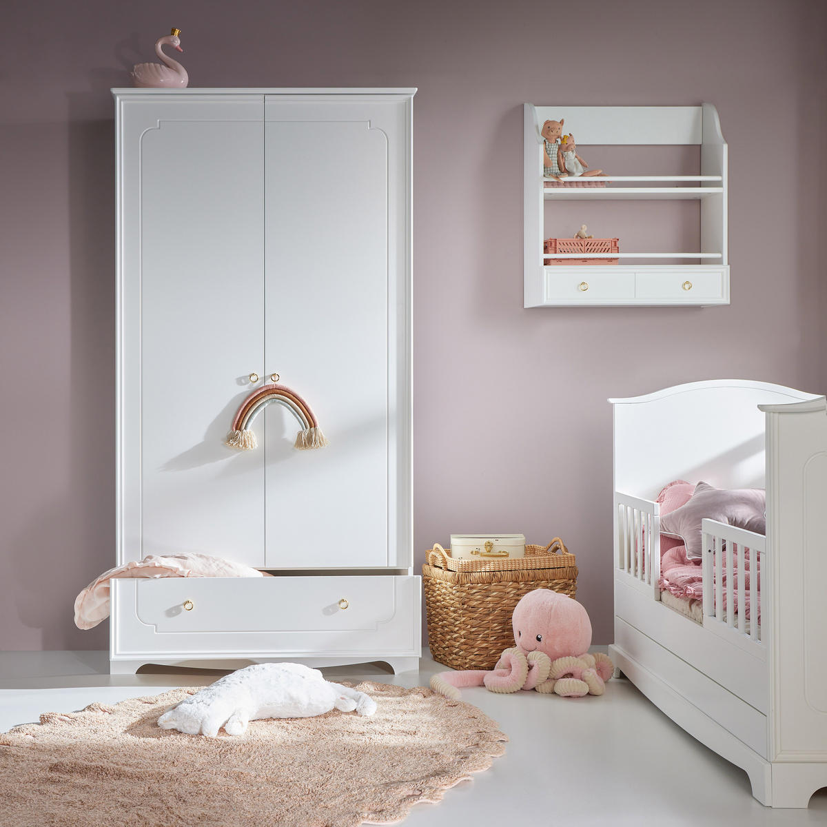 KINDERKLEIDERSCHRANK Royal, 2-türig – ideal für das Kinderzimmer Weiß - Weiß, Holzwerkstoff (103/195/51cm) - RAUMHIRSCH FURNITURE