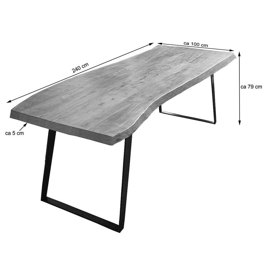 Thumbnail - SAM Esstisch, Beige, Holz, Echtholz,Akazie, Rechteckig,Quadratisch, U-Form, 240x79x100 cm, Esszimmer, Tische, Esstische