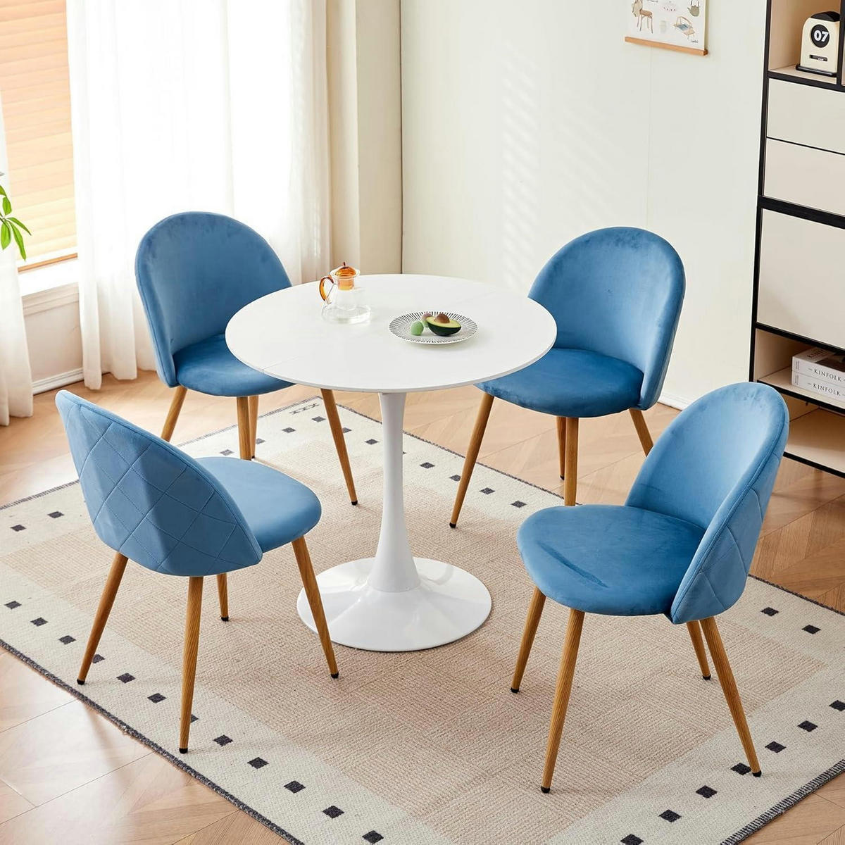 ESSZIMMERSTUHL 2-teiliges Set Samt Blau - Blau, Textil (47/80/44cm)