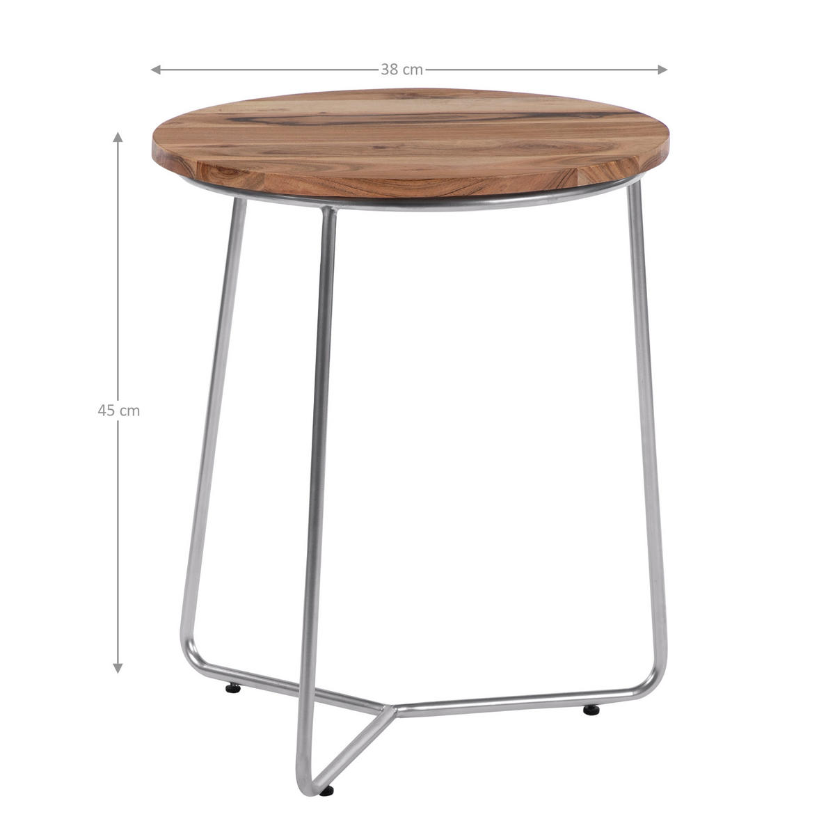 BEISTELLTISCH 2er Set Ø43x52 cm/Ø38x45 cm Natur-Silber aus Mangoholz - Naturfarben, Holz (52/43/52cm) - WOMO-DESIGN