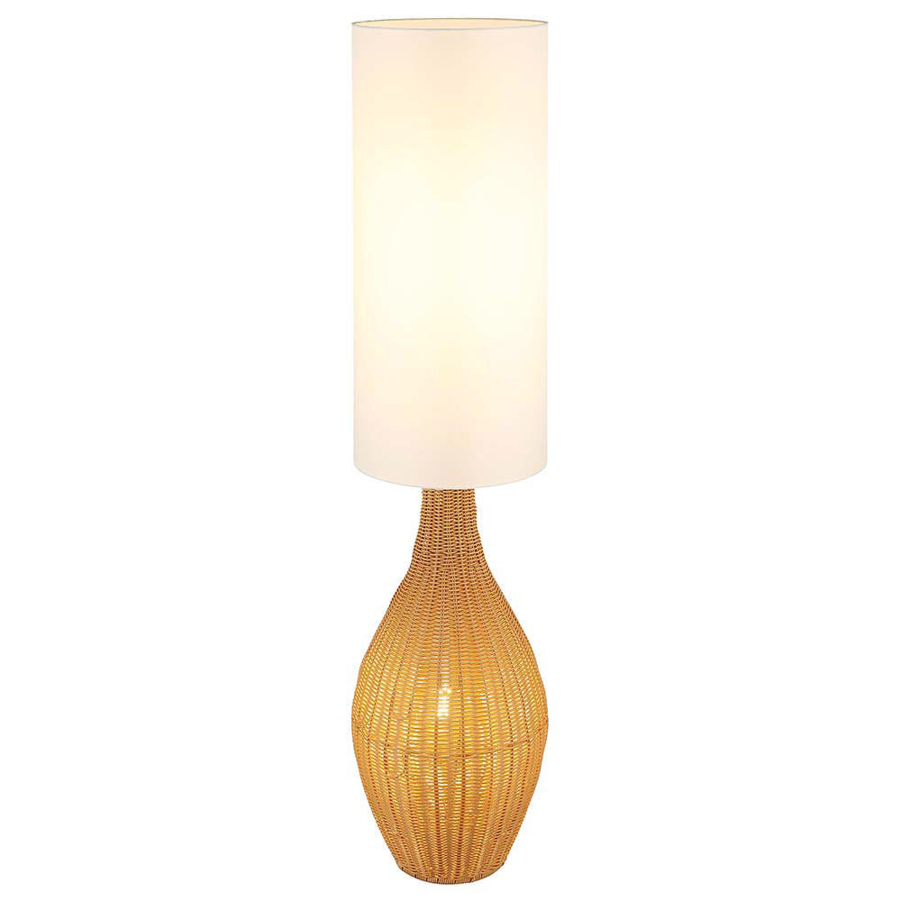 LED STEHLEUCHTE ANKO Rattan Optik Braun Weiß - Braun, Kunststoff/Metall (27/27/125cm) - Nowa
