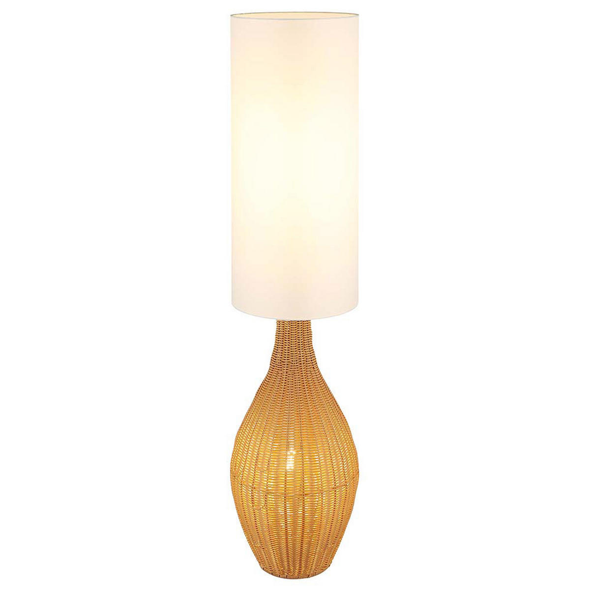 LED STEHLEUCHTE ANKO Rattan Optik Braun Weiß - Braun, Metall (27/27/125cm) - Nowa