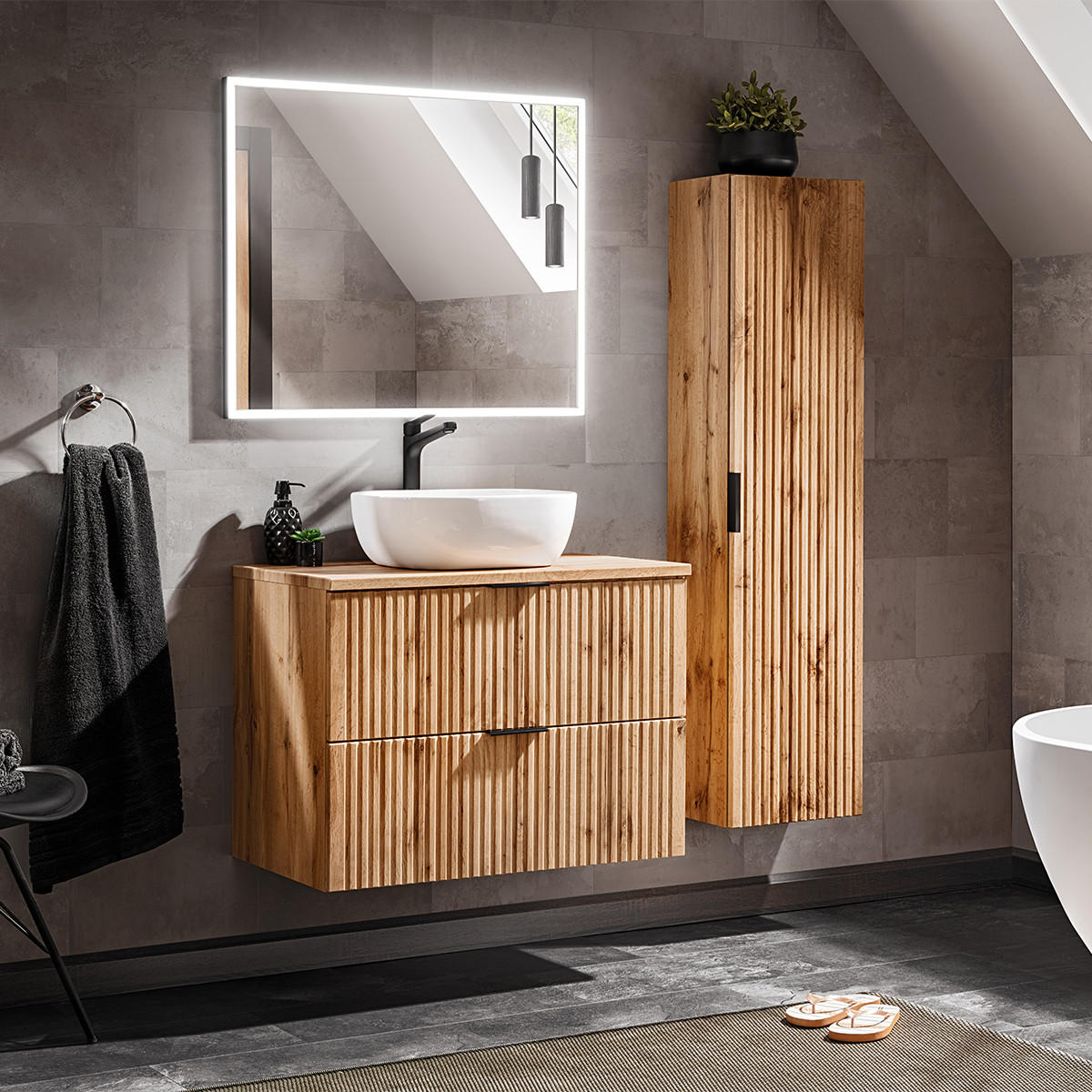 WASCHTISCH 80.6cm Adriel Holz in Eichenoptik - Braun, Holzwerkstoff (80.6/59/46cm) - Petits-meubles