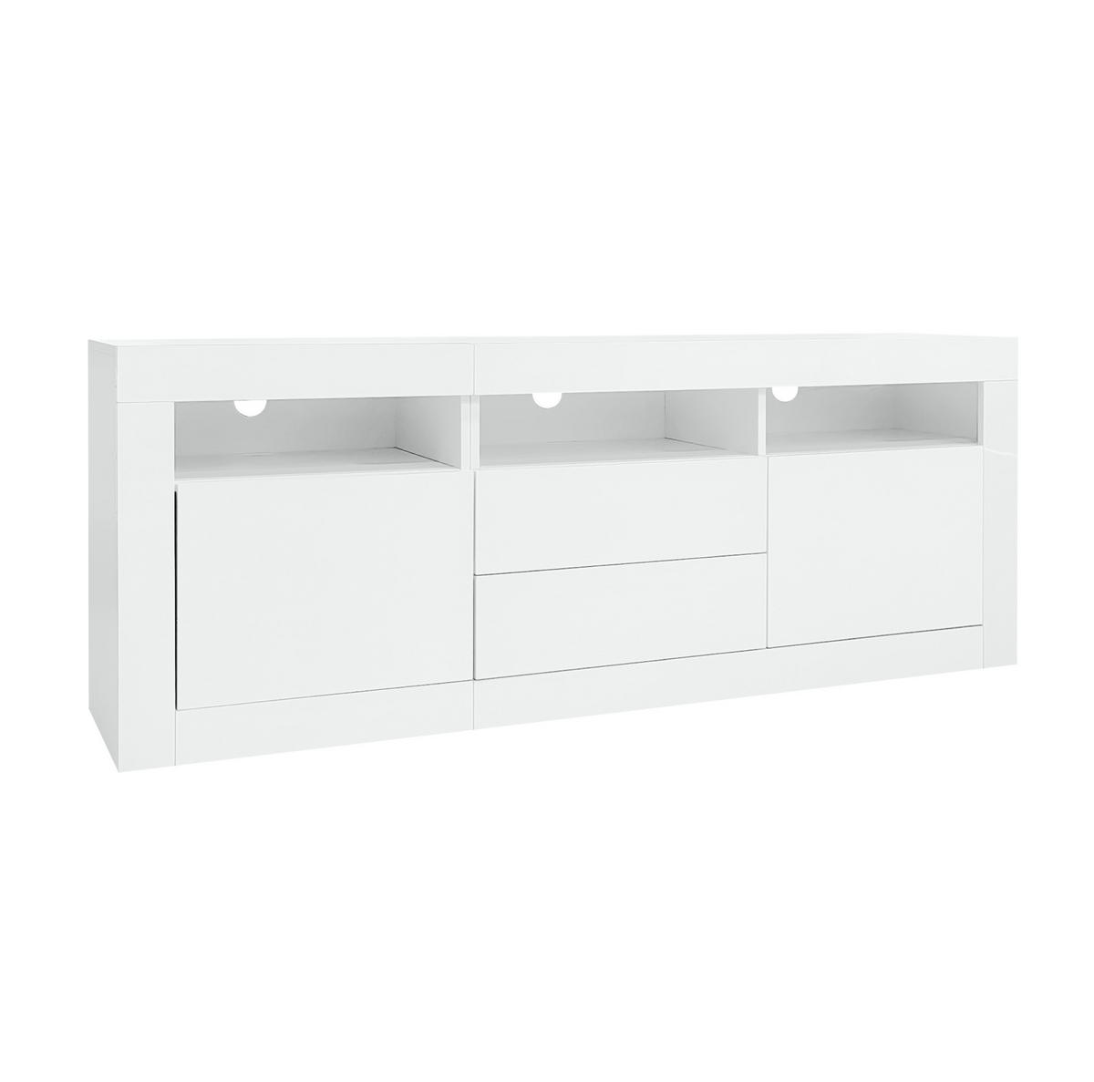 TV skrinka 160/35/60 cm biela s LED osvetlením a úložným priestorom z drevotriesky - biela, kompozitné drevo (160/60/35cm) - OKWISH