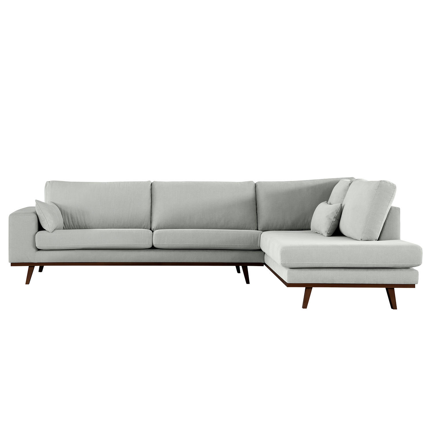 ECKSOFA mit Ottomane - Buchefarben/Grau, Textil (287/219cm) - home24