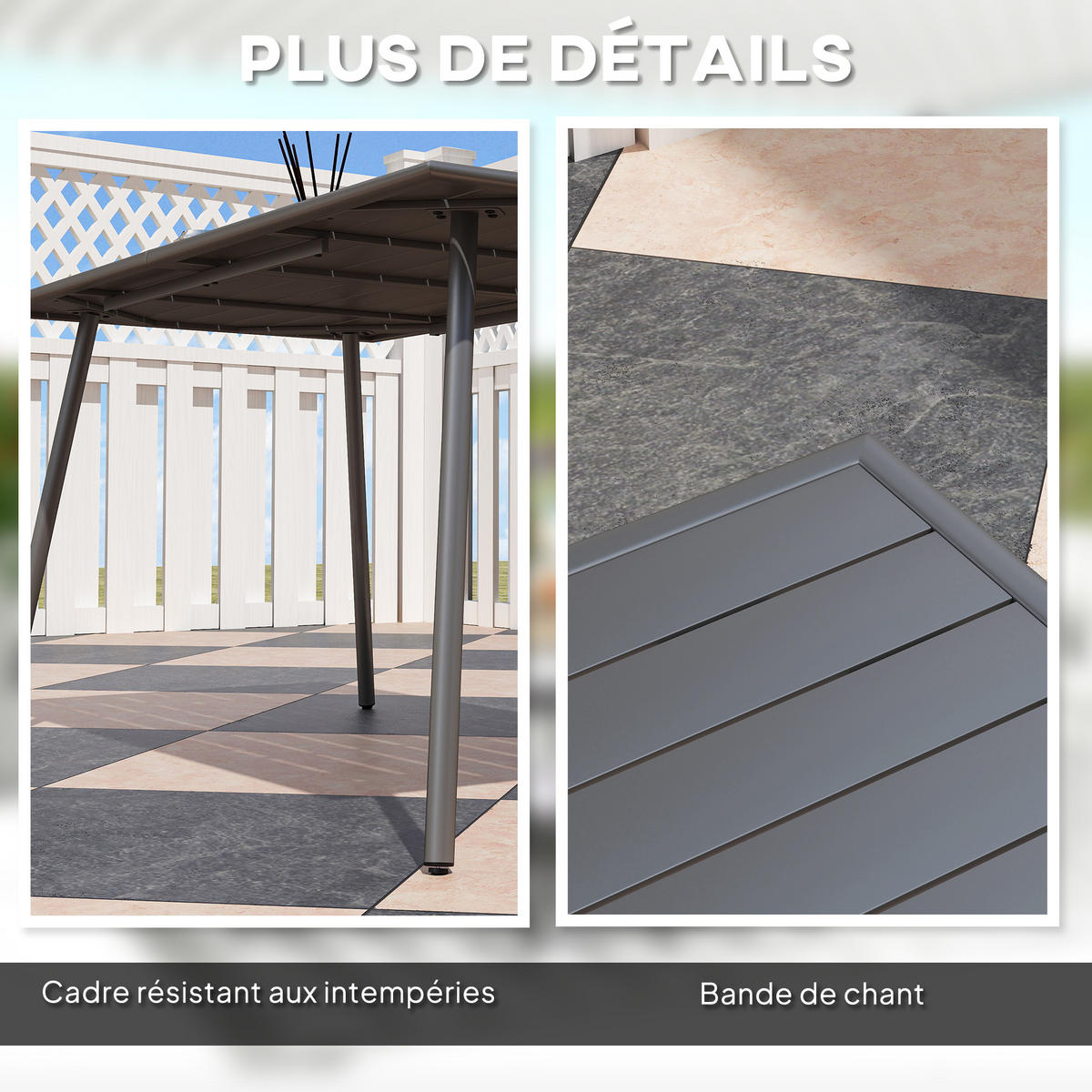 GARTENTISCH DE-14124 rechteckig 150x80 cm, mit Lattenrost Grau - Grau, Metall (150/80/74cm) - ComfortXL