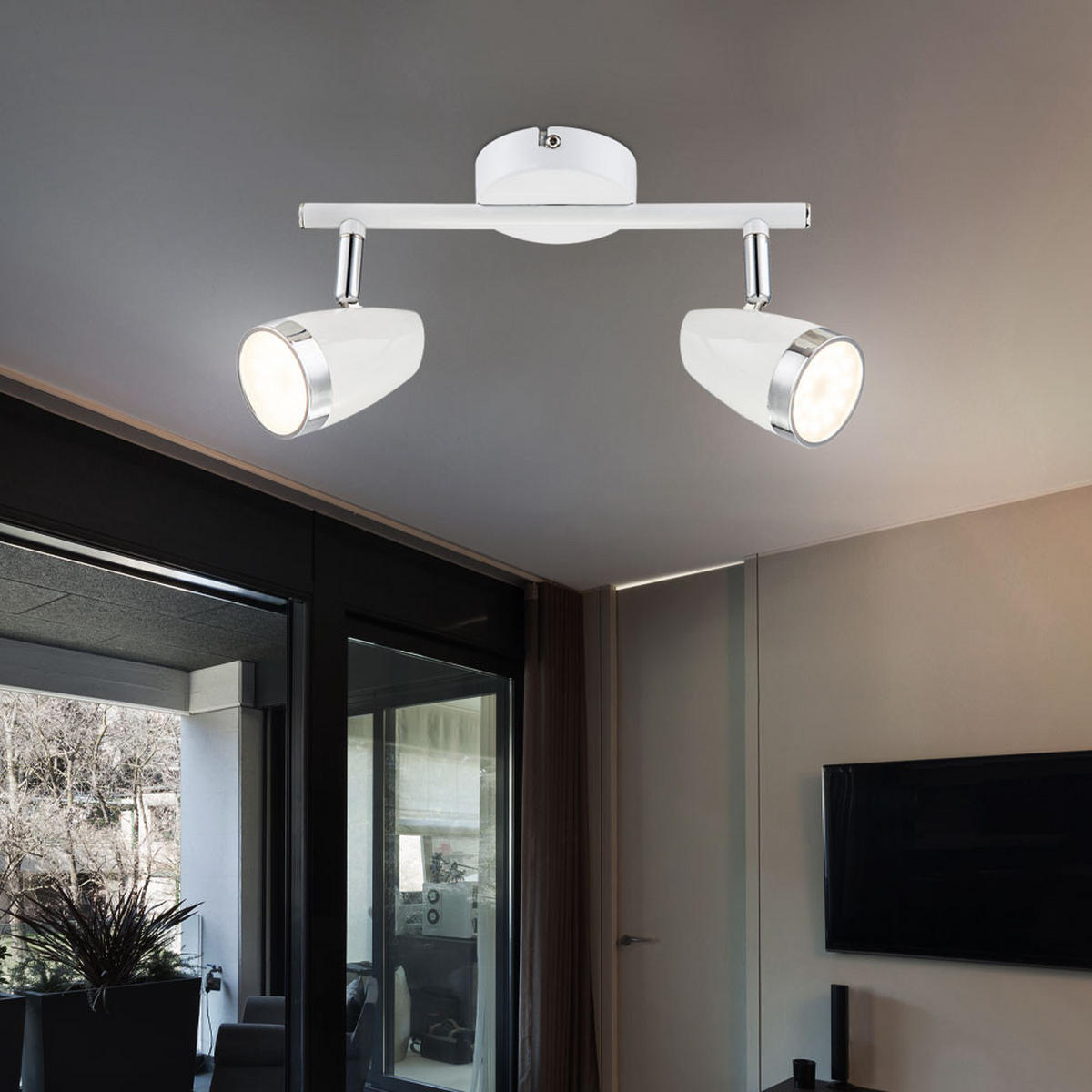 LED DECKENLEUCHTE Metall Weiß MINOU - Weiß, Metall (25/8/15.5cm) - Globo Lighting