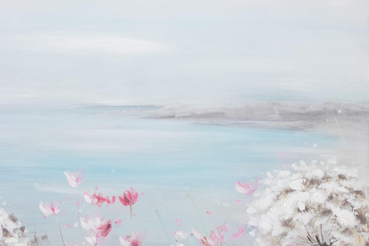 ACRYLBILD HANDGEMALT 80/80 cm - Blau/Pink, Holz/Textil (80/80cm) - KUNSTLOFT