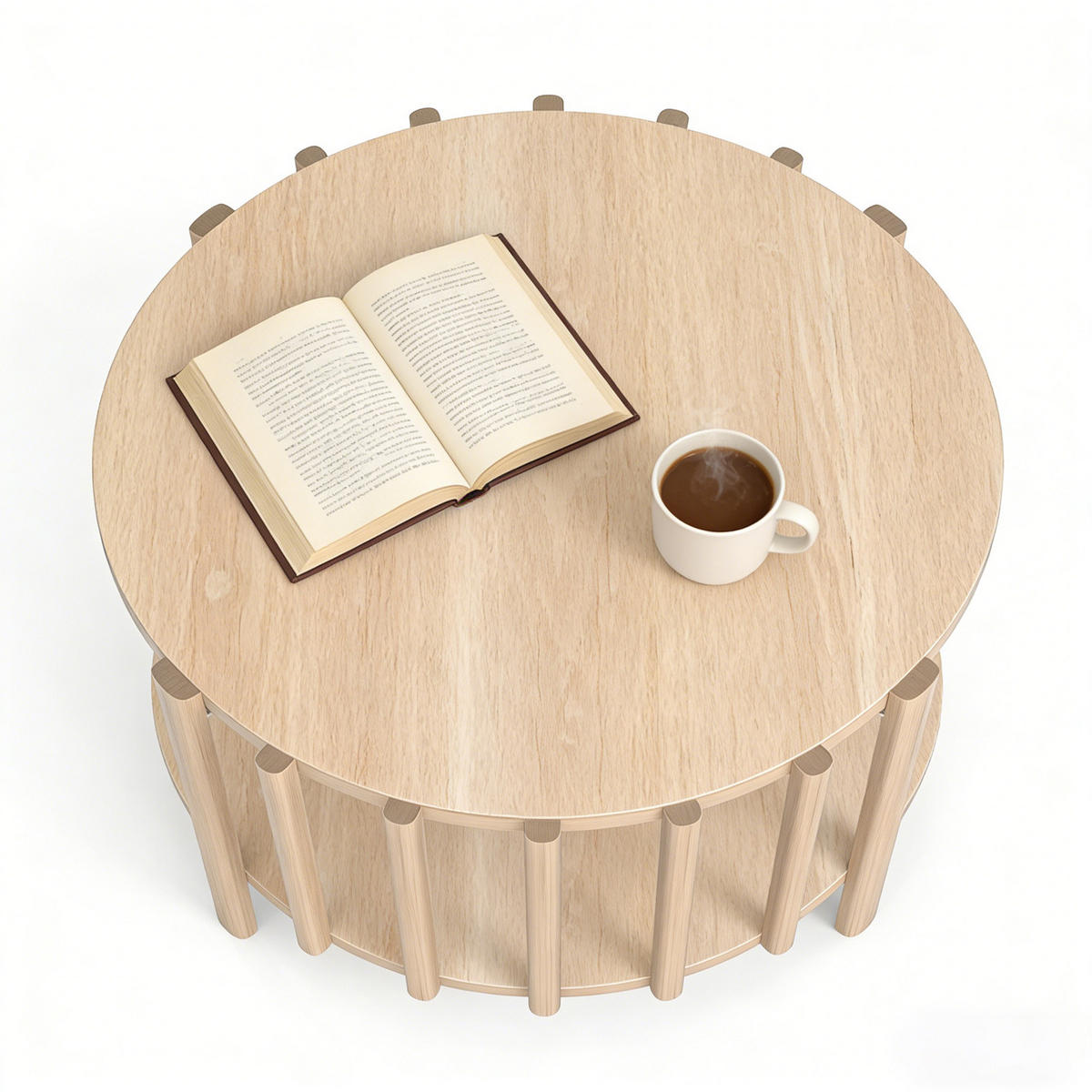 COUCHTISCH Runder Beistelltisch Ø 70 × 40 cm – Skandinavisch-minimalistisches Design, Holzoptik, Holzfarben - Naturfarben, Holzwerkstoff (70/74/40cm) - Ej. Life