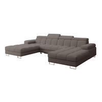 WOHNLANDSCHAFT mit Schlaffunktion und Bettkasten COMA U2 345x203x79 Braun Bouclé - Dunkelbraun, Holzwerkstoff/Textil (345/79/203cm) - ALTDECOR