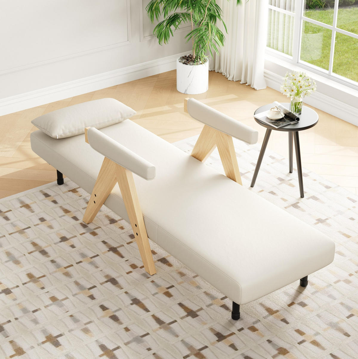 SESSEL 87/64/60 cm in Beige mit Schlaffunktion und verstellbarer Rückenlehne - Beige, Textil (87/64/60cm) - Flora Grace