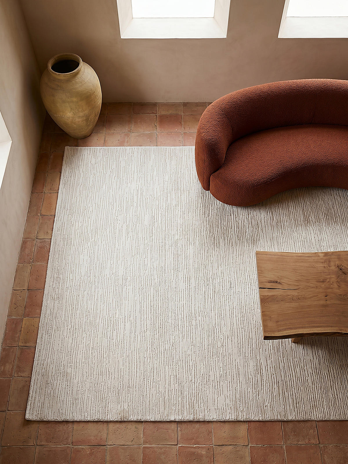KURZFLORTEPPICH Streifen KASOS Polyester Creme 120 x 170 cm - Beige, Textil (120/170cm) - KADIMA DESIGN